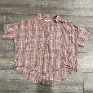 Madewell Pink and Black Plaid Crop Top size medium